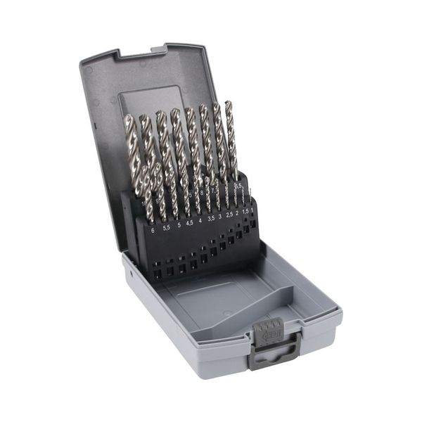 [5509 5528 3 19] Set of 19 3-cutter drill bits DIN 338 HSS