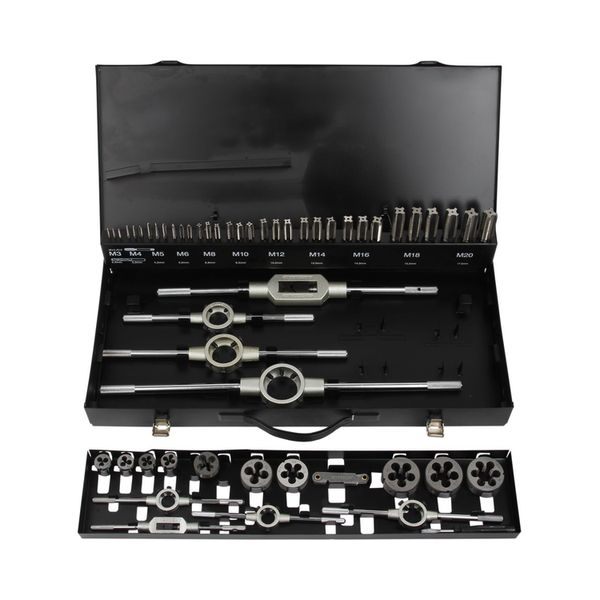 Coffret de tarauds et filières métriques, 54 pièces