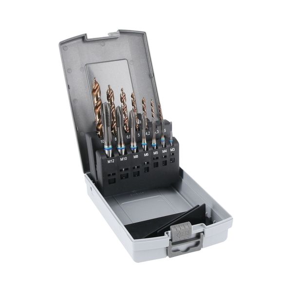 [5549 5540 5 2] Set of machine taps steel / inox, form B and drill bits