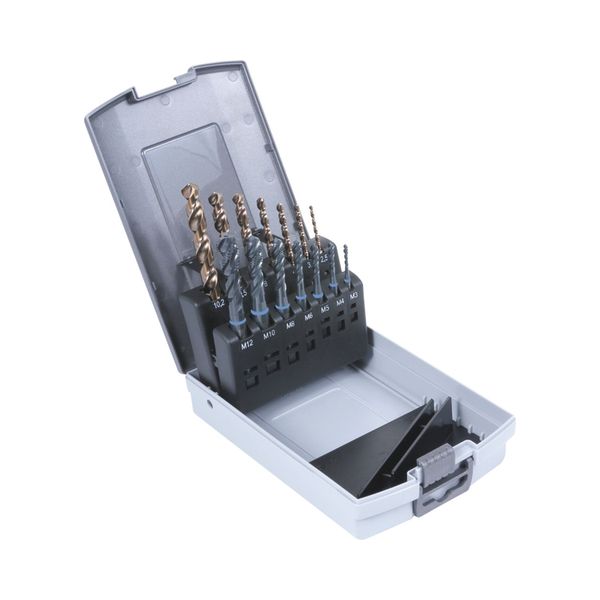 [5549 5 5542 3] Set of machine taps HSS-E steel, form C and drill bits