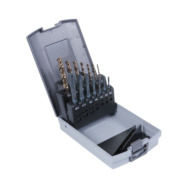 [5549 5 5540 3] Set of machine taps HSS-E steel, form B and drill bits
