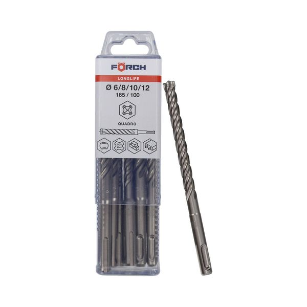 Kit de 12 forets béton QUADRO SDS+